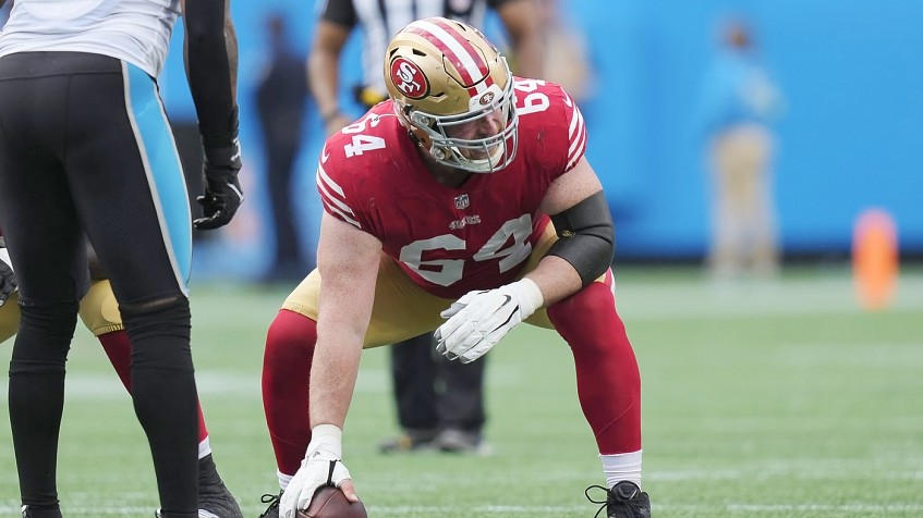 San Francisco 49ers center Jake Brendel (64) during an NFL football game  against the Seattle Seahawks in Santa Clara, Calif., Sunday, Sept. 18,  2022. (AP Photo/Josie Lepe Stock Photo - Alamy