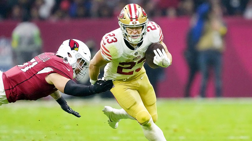 49ers' McCaffrey starts to make good on John Lynch's Super Bowl bet - The  San Diego Union-Tribune