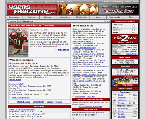 49ers Webzone circa 2005