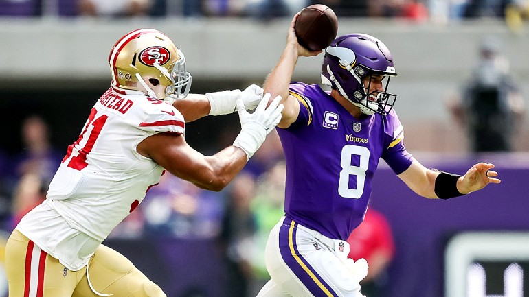 49ers trail Vikings 10-3 after the first half after missed tackles ...