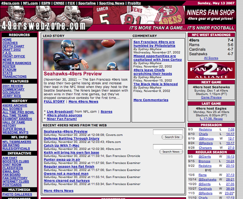 49ers Webzone circa 2002