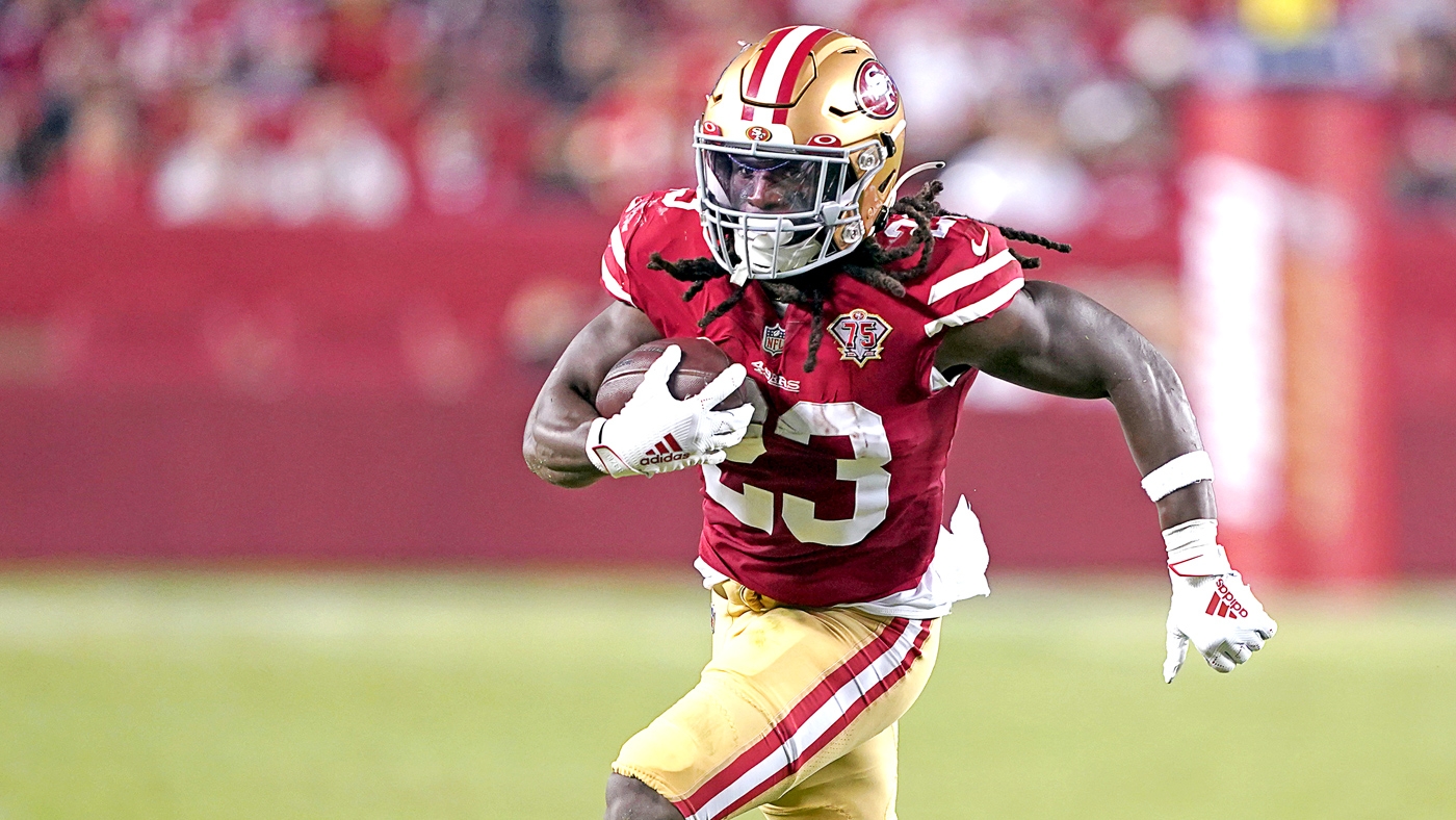 San Francisco 49ers running back JaMycal Hasty (23) runs off the