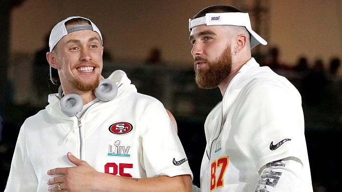 San Francisco 49ers tight end George Kittle (85) warms up during the  practice session prior to the NFC Championship at the SAP Performance  Center, Friday, Jan. 17, 2020, in Santa Clara, Calif. (