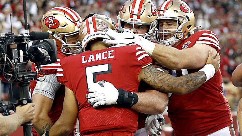 San Francisco 49ers OC Mike McDaniel happy with Trey Lance development