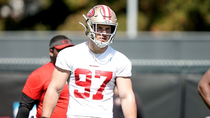"It's going to be very close," 49ers GM John Lynch says of potential Week 1 return for Nick Bosa