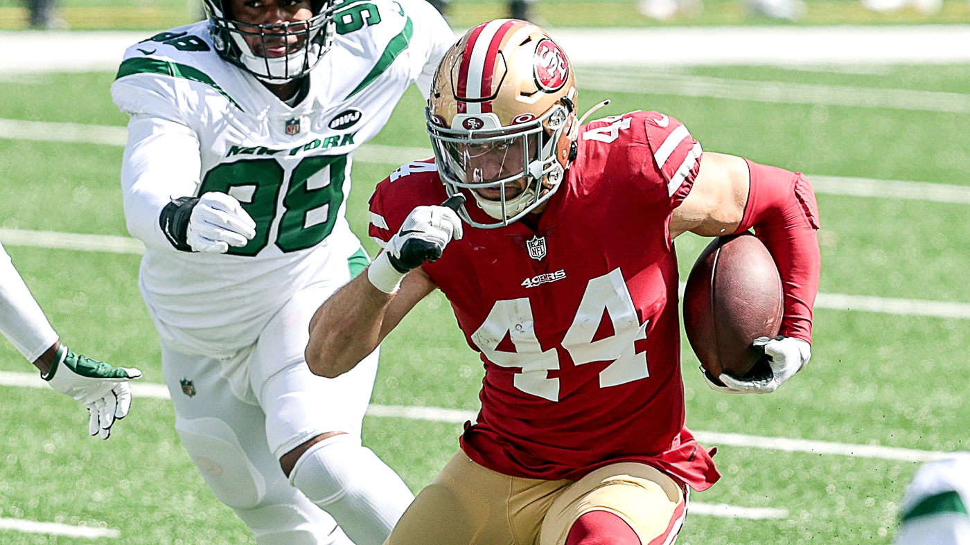 San Francisco 49ers fullback Kyle Juszczyk (44) walks off the field after a  26-23 win