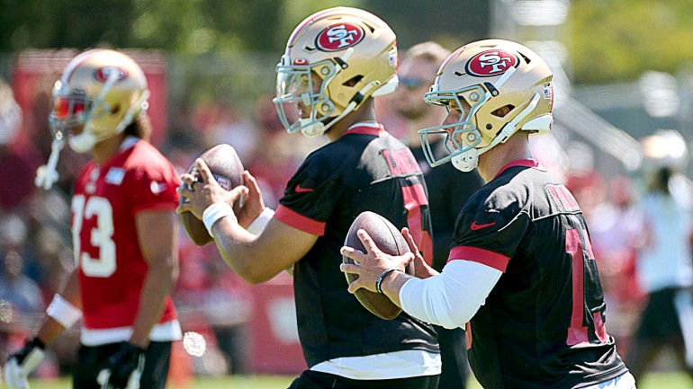 San Francisco 49ers' Jalen Graham (50) and Brayden Willis (9