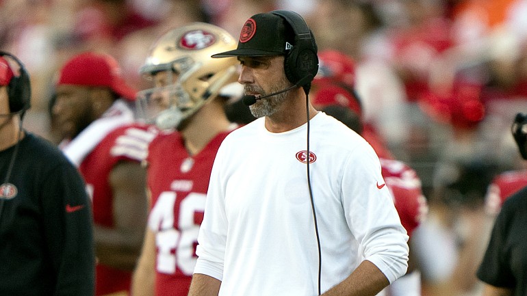 Houston, Texas, USA. 25th Aug, 2022. San Francisco 49ers head coach Kyle  Shanahan during an NFL preseason game between the Texans and the 49ers in  Houston, Texas, on August 25, 2022. (Credit