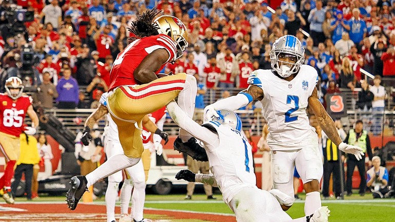 49ers' Brandon Aiyuk reacts to his catch not being SportsCenter's top  moment from Championship Sunday