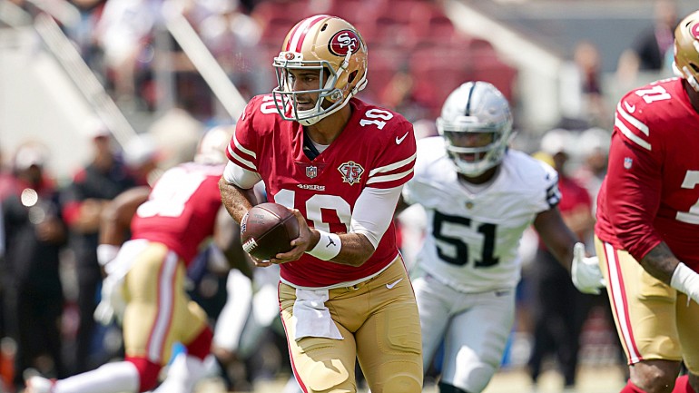 Watch: 49ers QBs Jimmy Garoppolo and Trey Lance each score rushing TDs vs.  Raiders