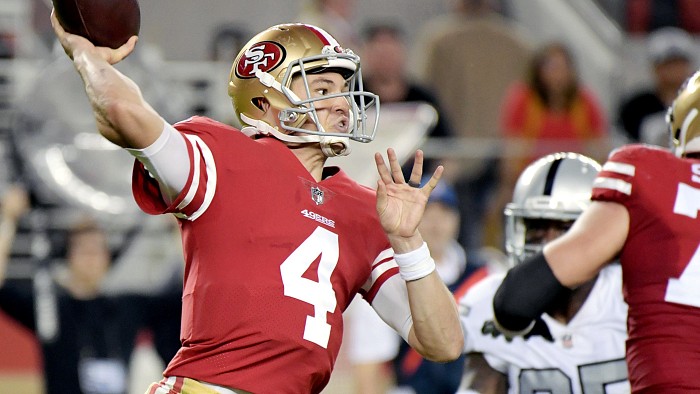 Nick Mullens shines in first career start as 49ers win in romp, 34-3, over  Raiders - NBC Sports