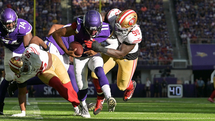 WATCH: 49ers S George Odum snags INT vs. Vikings