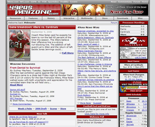 History of 49ers Webzone