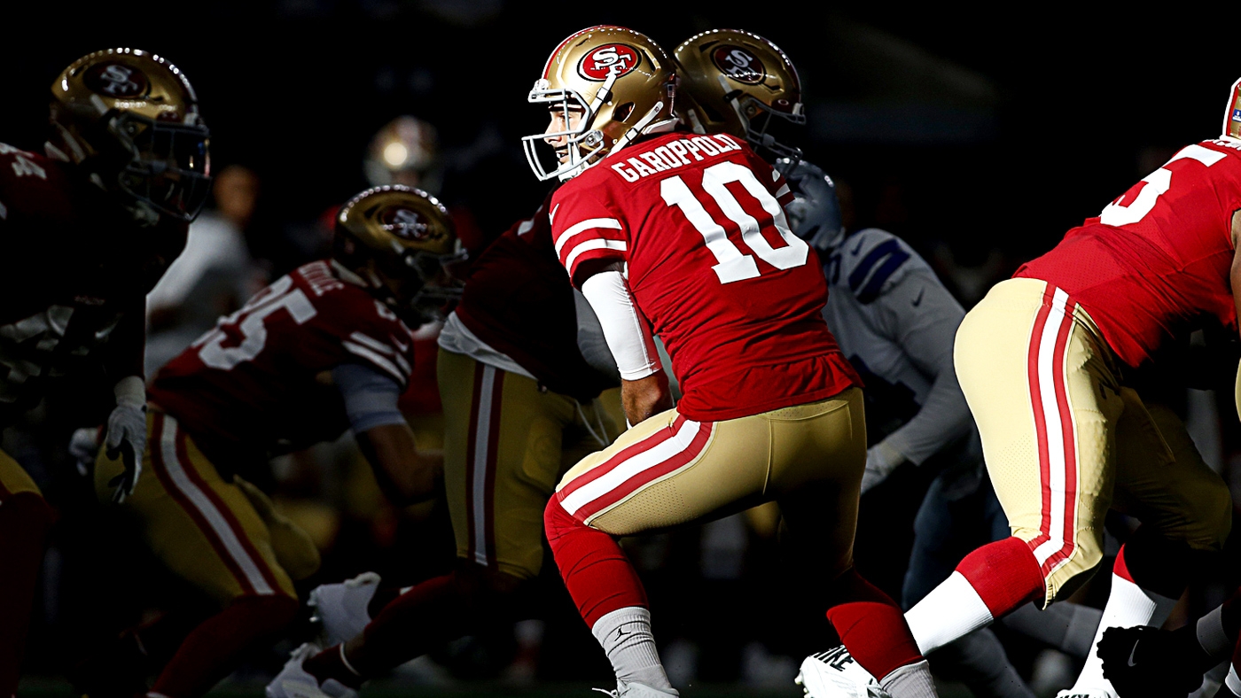 Green Bay, Wisconsin, USA. 22nd Jan, 2022. San Francisco 49ers quarterback  Jimmy Garoppolo (10) during the NFL divisional playoff football game  between the San Francisco 49ers and the Green Bay Packers at