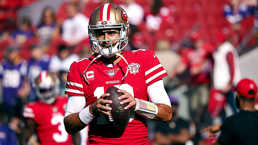 San Francisco 49ers quarterback Jimmy Garoppolo (10) throws against the  Indianapolis Colts during the first half of an NFL preseason football game  in Indianapolis, Saturday, Aug. 25, 2018. (AP Pho …