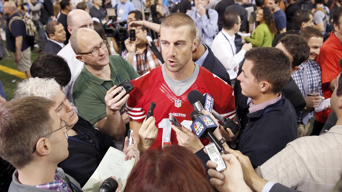 San Francisco 49ers rookie QB Alex Smith drops back to pass against the  Indianapolis Colts at Monster Park in San Francisco on October 9, 2005.  Smith was picked 4 times in his