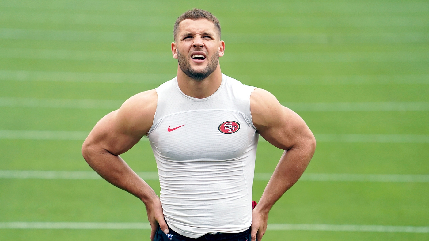 San Francisco 49ers defensive end Nick Bosa (97) during warmups