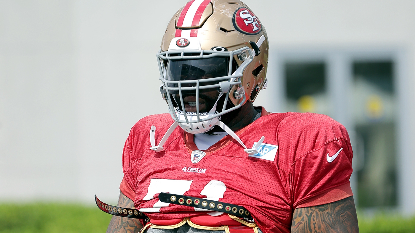 San Francisco 49ers tackle Trent Williams (71) walks on the sideline during  an NFL preseason football