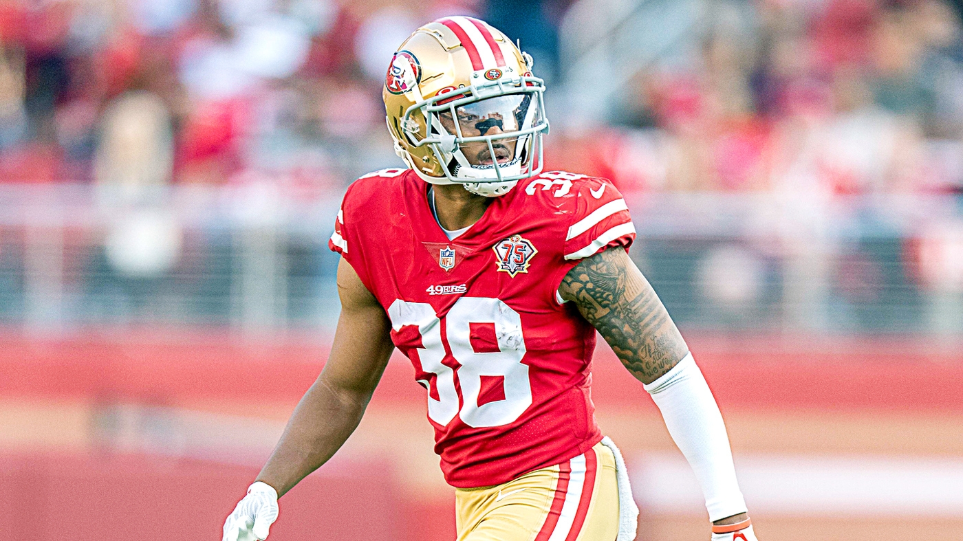 San Francisco 49ers cornerback Deommodore Lenoir (38) intercepts a pass  during an NFL divisional round playoff