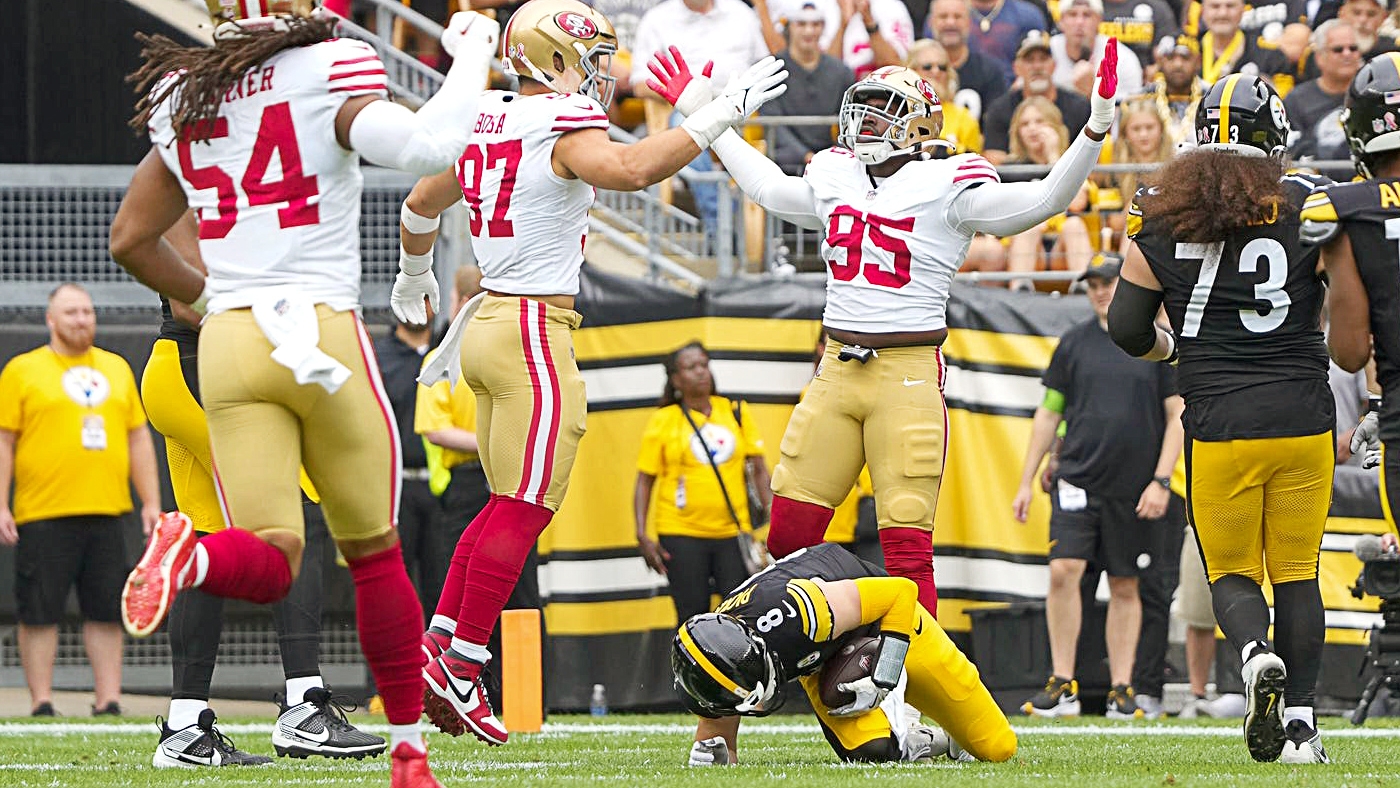 San Francisco 49ers linebacker Drake Jackson (95) reacts to the snap during  an NFL preseason football