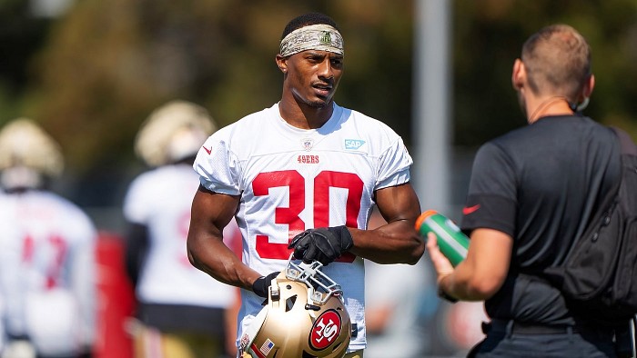 San Francisco 49ers safety George Odum (30) runs after an