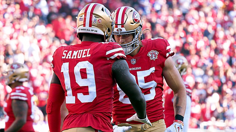 San Francisco 49ers' George Kittle (knee) and receiver Deebo