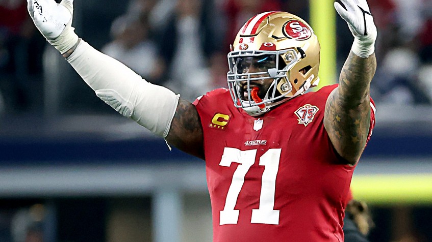 San Francisco 49ers tackle Trent Williams (71) walks on the sideline during  an NFL preseason football