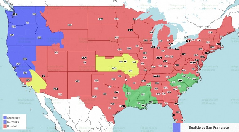 NFL Week 2 broadcast maps