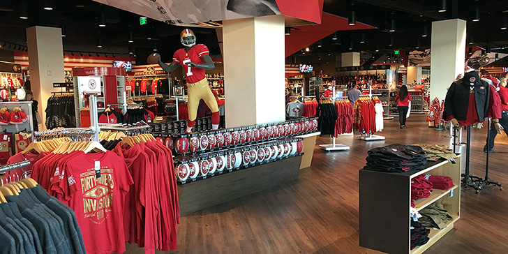 The 49ers Flagship Team Store at Levi's® Stadium. The stadium store  features more than 13,000 square feet of merchandise.