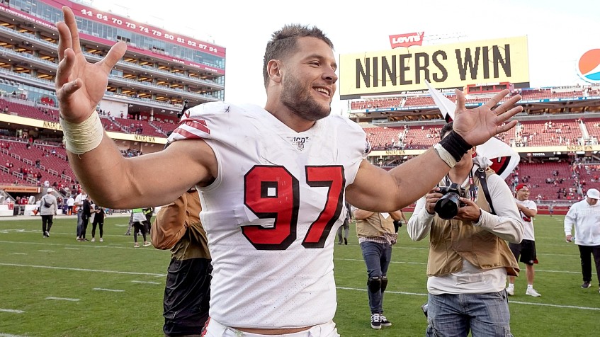 Cincinnati, OH, USA. 15th Sep, 2019. San Francisco 49ers defensive end Nick  Bosa (97) during NFL football game action between the San Francisco 49ers  and the Cincinnati Bengals at Paul Brown Stadium